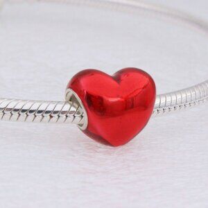 New Pandora Silver Charm RED metallic / Pandora Silver Bracelet